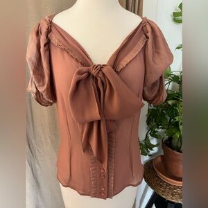 All Saints button down with bow blouse